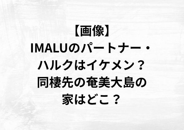 【画像】IMALUのパートナー・ハルクはイケメン？同棲先の奄美大島の家はどこ？