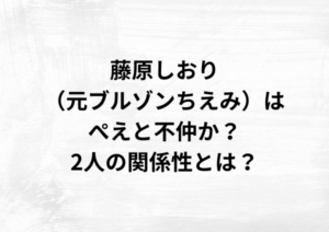 藤原しおり（元ブルゾンちえみ）はぺえと不仲か？2人の関係性とは？