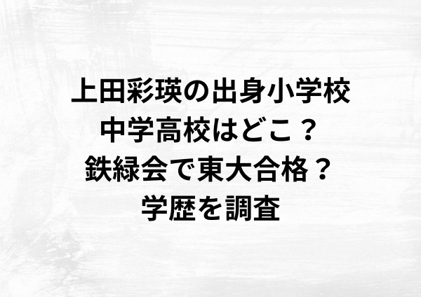上田彩瑛の出身小学校中学高校はどこ？鉄緑会で東大合格？学歴を調査